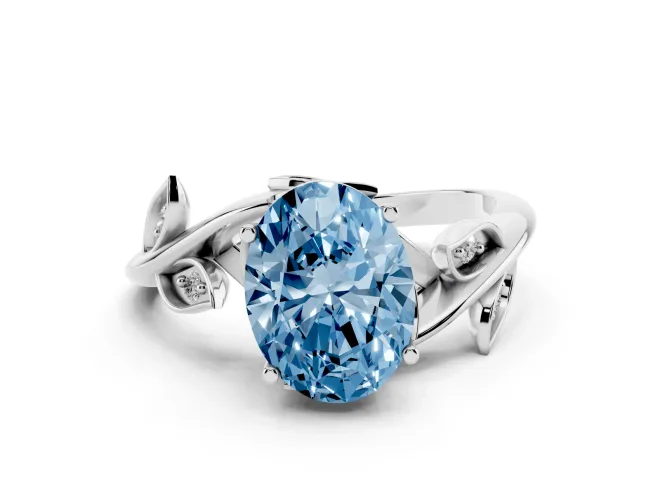 Oval Twisted Bypass Engagement Ring Setting for a Fancy Blue Lab-Grown Diamond | White Gold