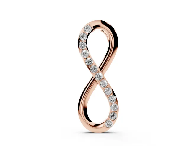 Round Lab-Grown Diamond Pavé Infinity Pendant Necklace | Single Pavé Strand | Rose Gold