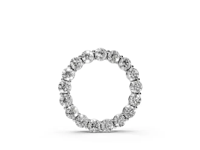 Round Lab-Grown Diamond Circle Pendant Necklace | Small Stones | White Gold