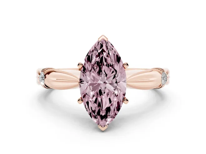 Marquise Floral Solitaire Engagement Ring Setting for a Fancy Pink Lab-Grown Diamond | Rose Gold