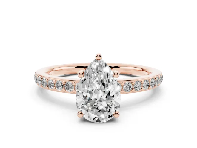 Pear-Shaped Hidden Halo Pavé Engagement Ring Setting | Micro Pavé Band | Rose Gold