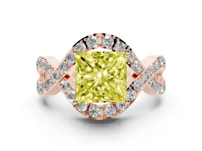 Princess Cut Infinity Twist Engagement Ring Setting for a Fancy Yellow Lab-Grown Diamond | Rose Gold