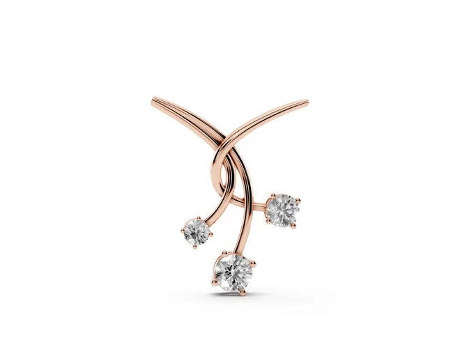 Round Lab-Grown Diamond Intertwined Pendant Necklace | Staggered Trio | Rose Gold