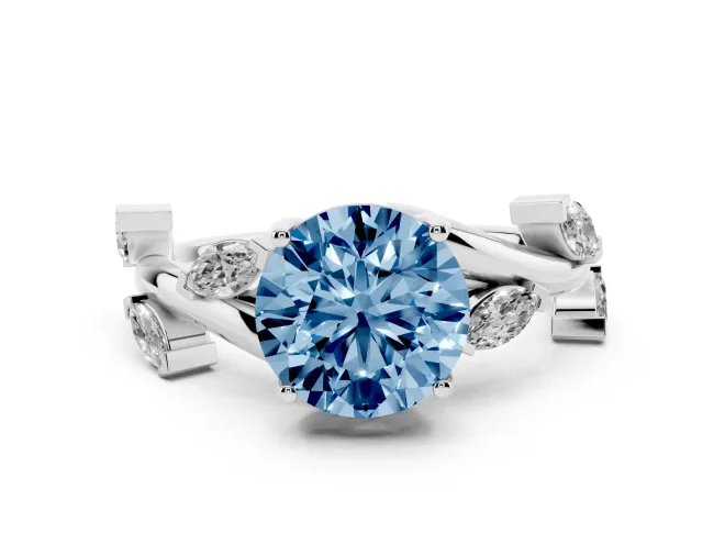 Round Twisted Vine Engagement Ring Setting for a Fancy Blue Lab-Grown Diamond | Sterling Silver
