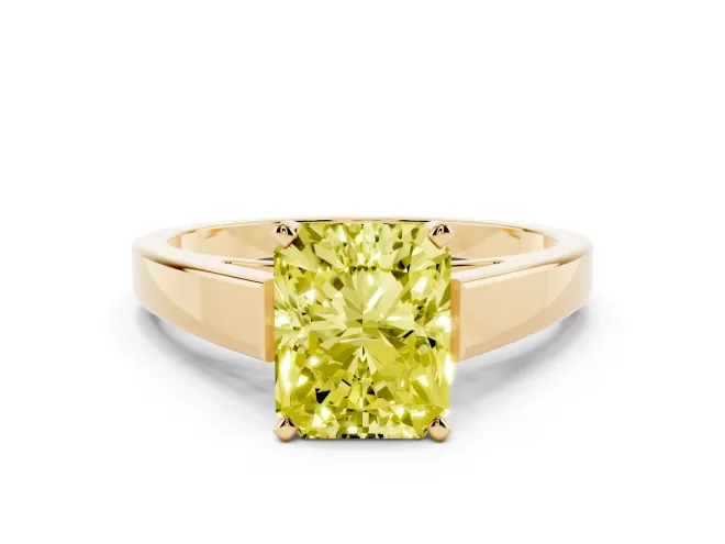 Radiant Cut Solitaire Engagement Ring Setting for a Fancy Yellow Lab-Grown Diamond | Yellow Gold
