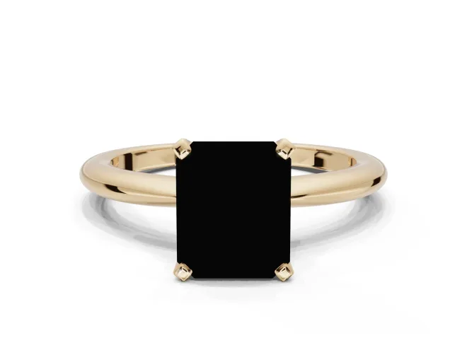 Radiant Cut Solitaire Engagement Ring Setting for a Fancy Pink Lab-Grown Diamond | Tapered Plain Band | Yellow Gold