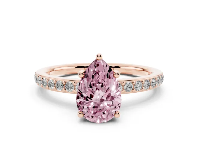 Pear-Shaped Hidden Halo Engagement Ring Setting for a Fancy Pink Lab-Grown Diamond | Rose Gold