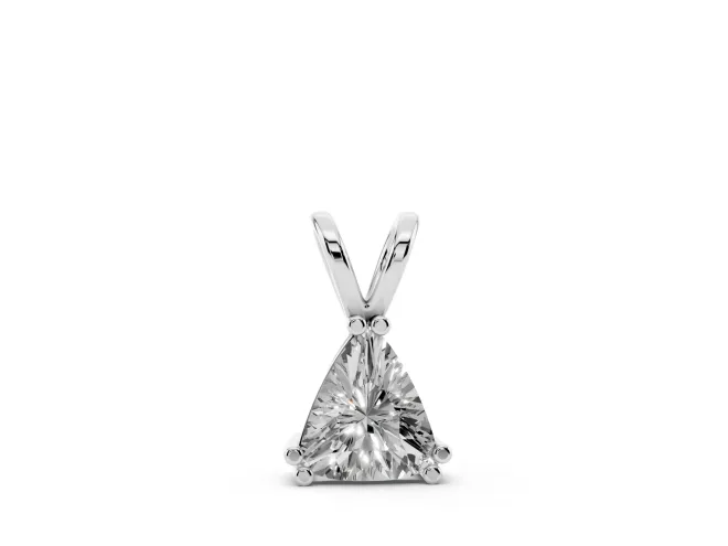 Trillion Cut Diamond Solitaire Pendant Set in Silver with Double Prong Setting
