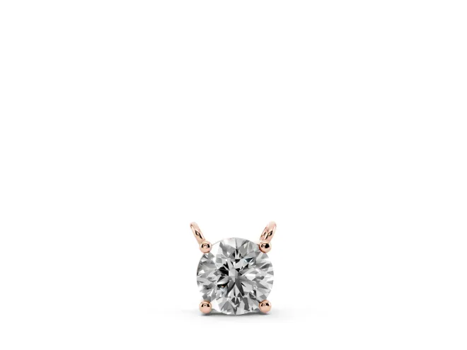 Round Lab-Grown Diamond Solitaire Pendant Necklace | Basket Setting | Rose Gold