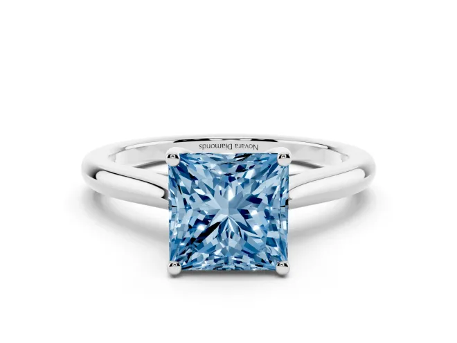 Princess Cut Cathedral Engagement Ring Setting for a Fancy Blue Lab-Grown Diamond | Sterling Silver