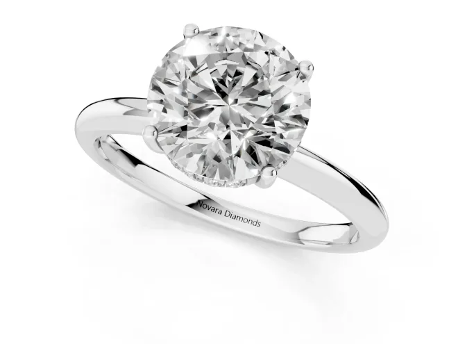 Round Cut Diamond Solitaire Engagement Ring Set in White gold with Prong Setting and Polished Band – second view