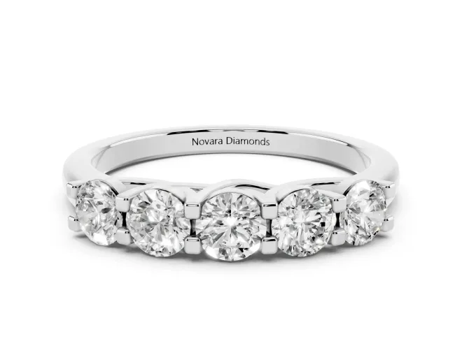 Round Diamond Half Eternity Band Set in Platinum with Prong-Set Stones