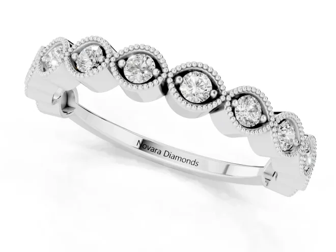 Marquise Diamond Eternity Band Set in Platinum with Milgrain Bezel Setting – second view