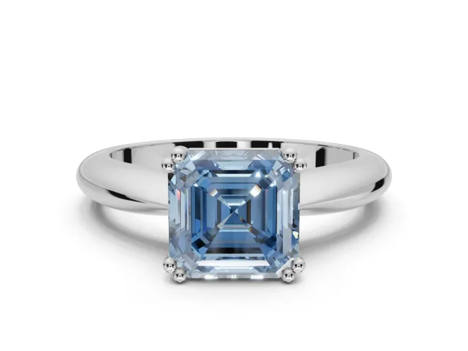 Princess Cut Tapered Solitaire Engagement Ring Setting for a Fancy Blue Lab-Grown Diamond | Sterling Silver