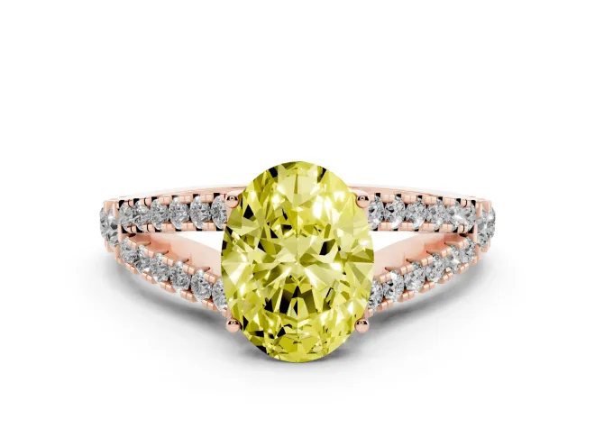 Oval Graduated Split Shank Engagement Ring Setting for a Fancy Yellow Lab-Grown Diamond | Rose Gold