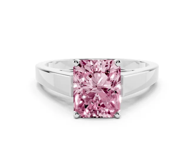 Radiant Cut Solitaire Engagement Ring Setting for a Fancy Pink Lab-Grown Diamond | White Gold