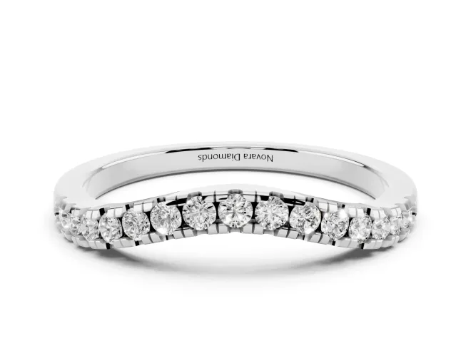 Round Diamond Curved Pavé Wedding Band Set in Platinum for Stacking