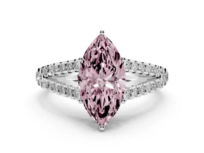 Marquise Graduated Split Shank Engagement Ring Setting for a Fancy Pink Lab-Grown Diamond | Platinum