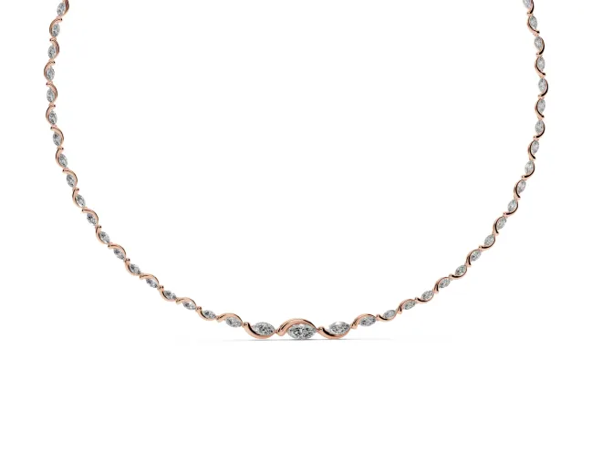 Marquise Lab-Grown Diamond Graduated Riviera Necklace | Wave Links | Rose Gold