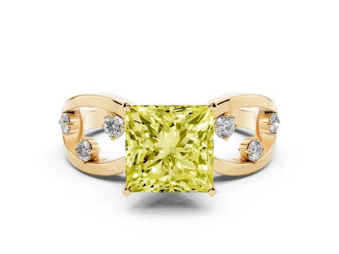 Princess Cut Loop Engagement Ring Setting for a Fancy Yellow Lab-Grown Diamond | Yellow Gold
