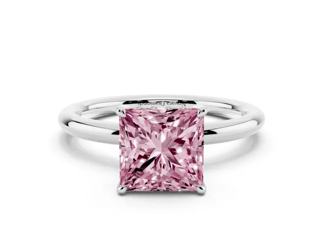 Princess Cut Hidden Halo Ring Setting for a Fancy Pink Lab-Grown Diamond | White Gold