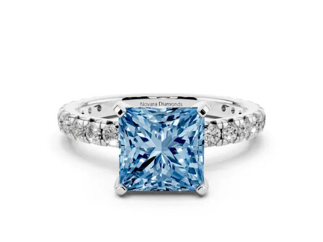 Princess Cut Engagement Ring Setting for a Fancy Blue Lab-Grown Diamond | Sterling Silver - Design NV-24510