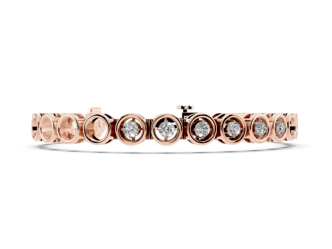 Round Lab-Grown Diamond Open Circle Link Bracelet | Floating Prong Set Stones | Rose Gold
