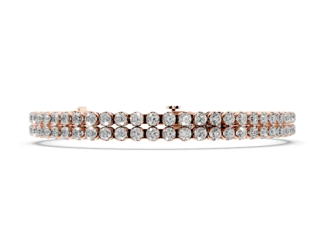 Round Lab-Grown Diamond Double Row Tennis Bracelet | Aligned Rows | Rose Gold