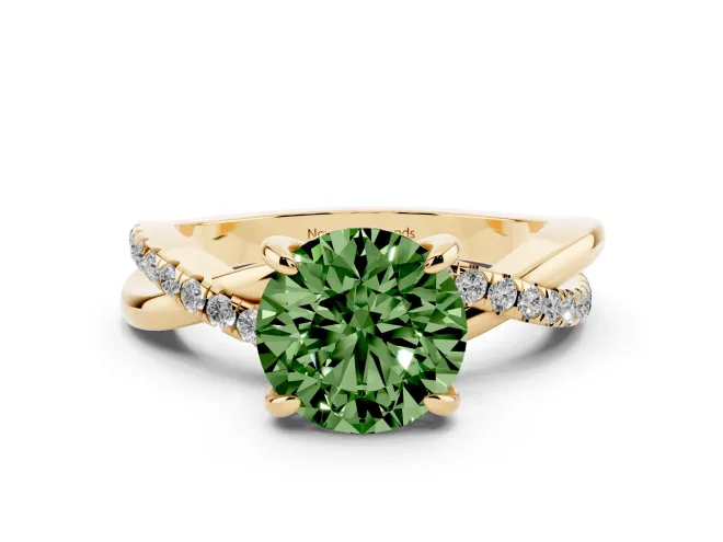 Round Twist Engagement Ring Setting for a Fancy Green Lab-Grown Diamond | Yellow Gold