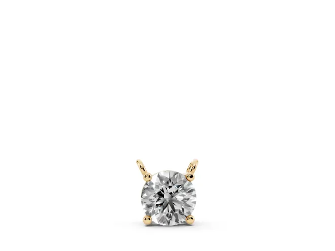 Round Lab-Grown Diamond Solitaire Pendant Necklace | Basket Setting | Yellow Gold