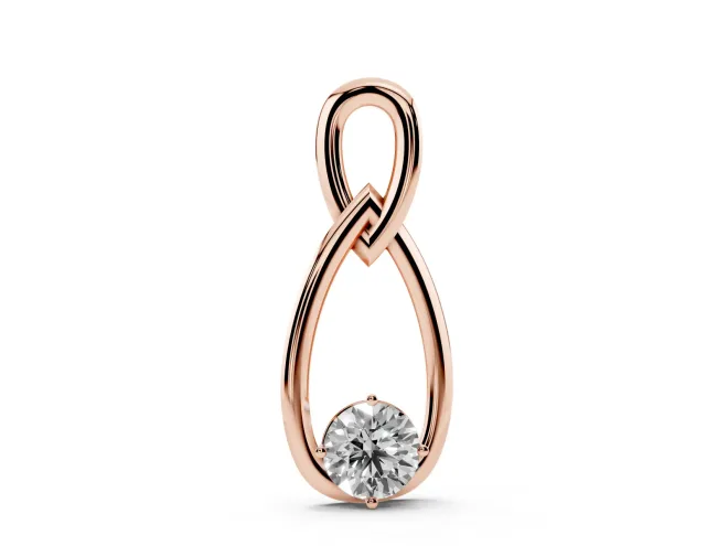 Round Lab-Grown Diamond Solitaire Infinity Pendant Necklace | Upright Loop | Rose Gold