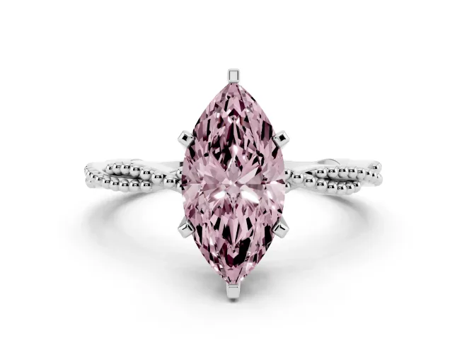 Marquise Twisted Solitaire Engagement Ring Setting for a Fancy Pink Lab-Grown Diamond | White Gold