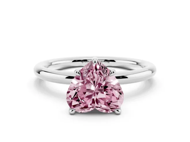 Heart-Shaped Hidden Halo Ring Setting for a Fancy Pink Lab-Grown Diamond | White Gold