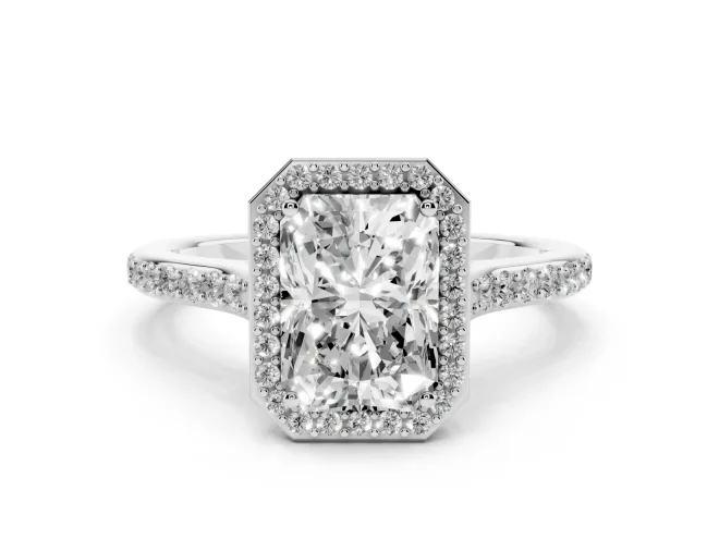 Radiant Cut Pavé Halo Engagement Ring Setting | White Gold