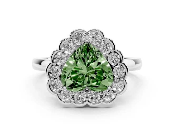 Heart-Shaped Halo Engagement Ring Setting for a Fancy Green Lab-Grown Diamond | White Gold - Design NV-24719