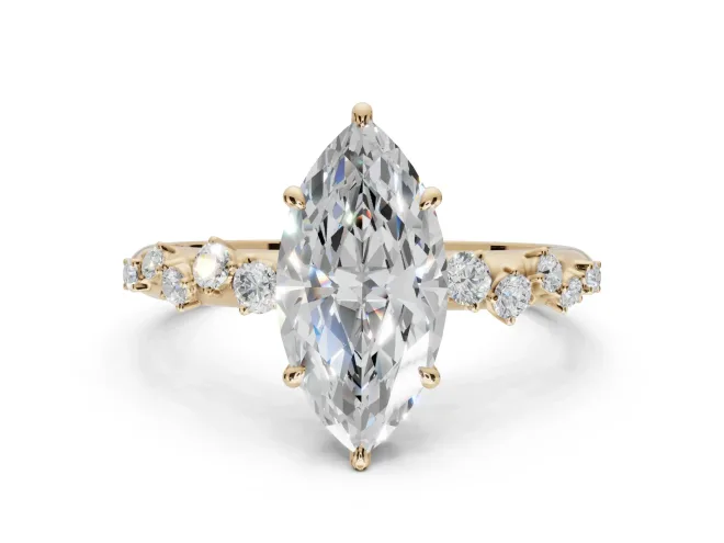 Marquise Solitaire Engagement Ring Setting | Graduated Scattered Accents | Yellow Gold