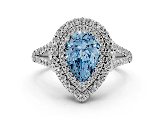 Pear-Shaped Halo Engagement Ring Setting for a Fancy Blue Lab-Grown Diamond | White Gold - Design NV-24799