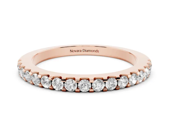 Round Lab-Grown Diamond Scalloped Pavé Half Eternity Band | U-Cut Sides | Rose Gold