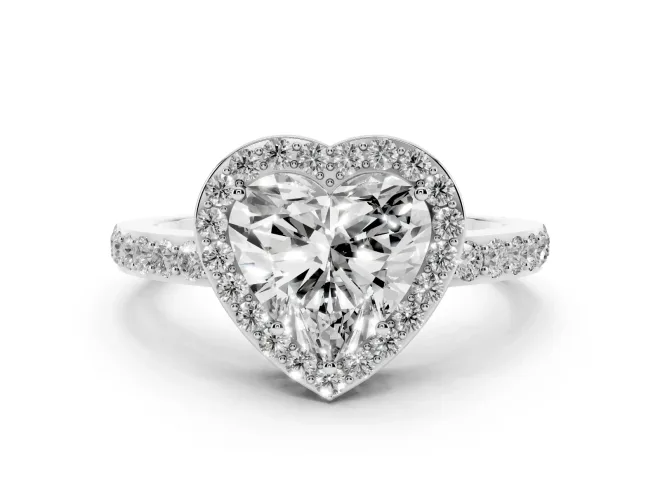 Heart-Shaped Halo Pavé Engagement Ring Setting | Heart Cutout Gallery | Platinum