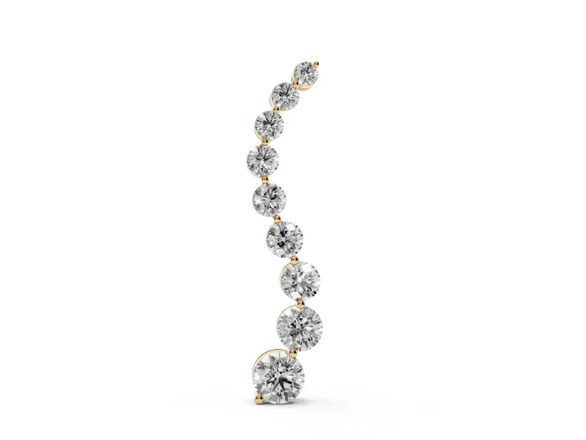 Round Lab-Grown Diamond Graduated Curve Pendant Necklace | Linked Prong Heads | Yellow Gold