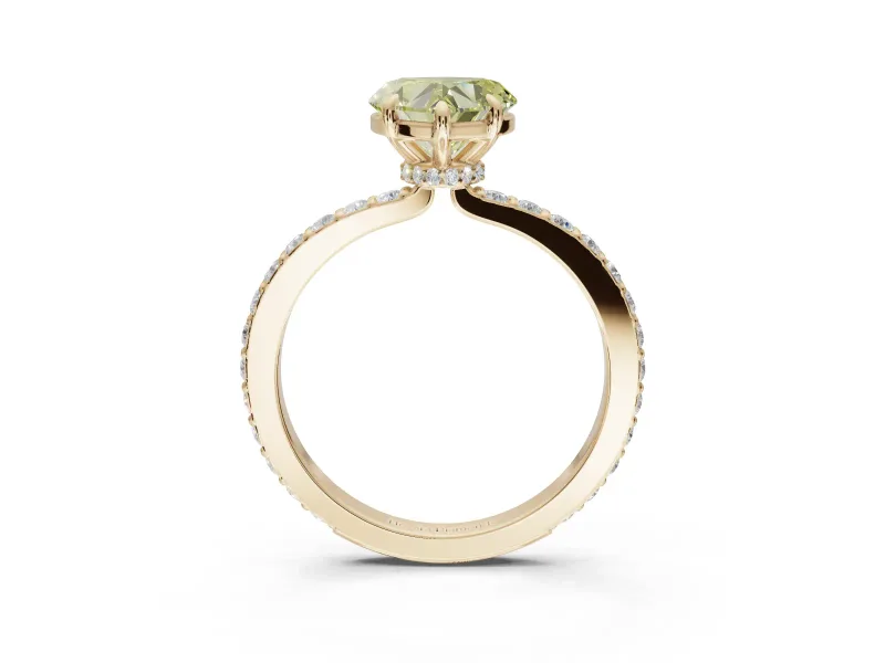 Heart-Shaped Pavé Engagement Ring Setting for a Fancy Yellow Lab-Grown Diamond | Yellow Gold - Design NV-24928