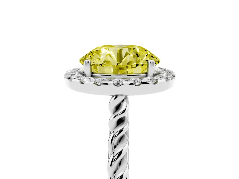 Round Rope Halo Engagement Ring Setting for a Fancy Yellow Lab-Grown Diamond | Sterling Silver