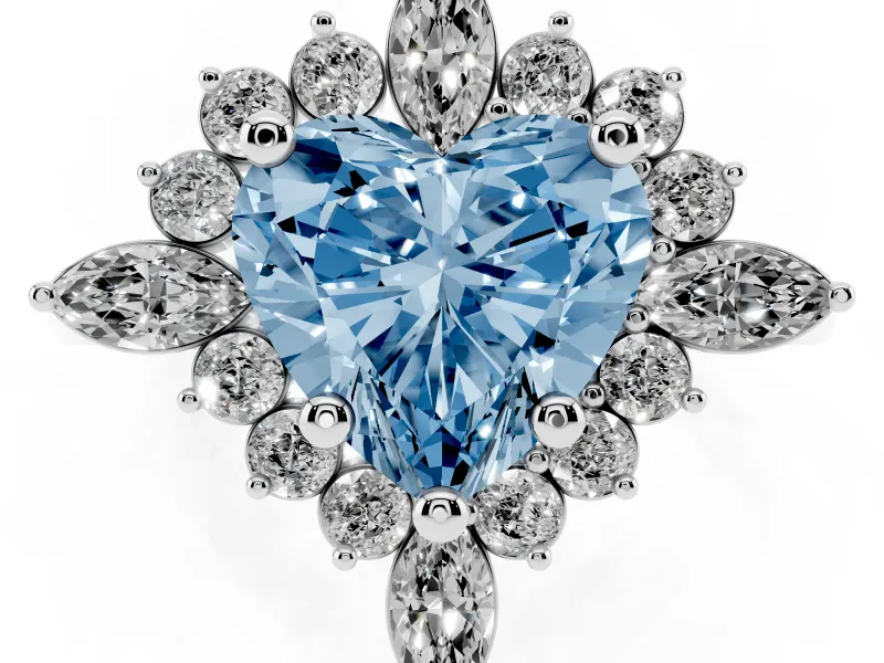 Heart-Shaped Engagement Ring Setting for a Fancy Blue Lab-Grown Diamond | Sterling Silver - Design NV-24790