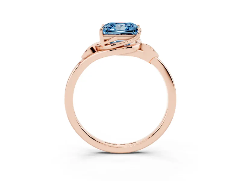 Princess Cut Leaf Bypass Solitaire Engagement Ring Setting for a Fancy Blue Lab-Grown Diamond | Rose Gold