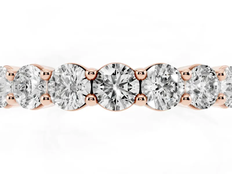 Round Lab-Grown Diamond Prong Set Half Eternity Wedding Band | Raised Row | Rose Gold
