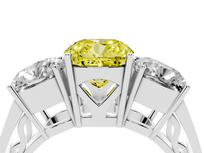 Cushion Cut Engagement Ring Setting for a Fancy Yellow Lab-Grown Diamond | Sterling Silver - Design NV-24920