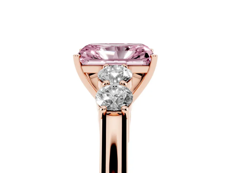 Radiant Cut 5 Stone Engagement Ring Setting for a Fancy Pink Lab-Grown Diamond | Rose Gold