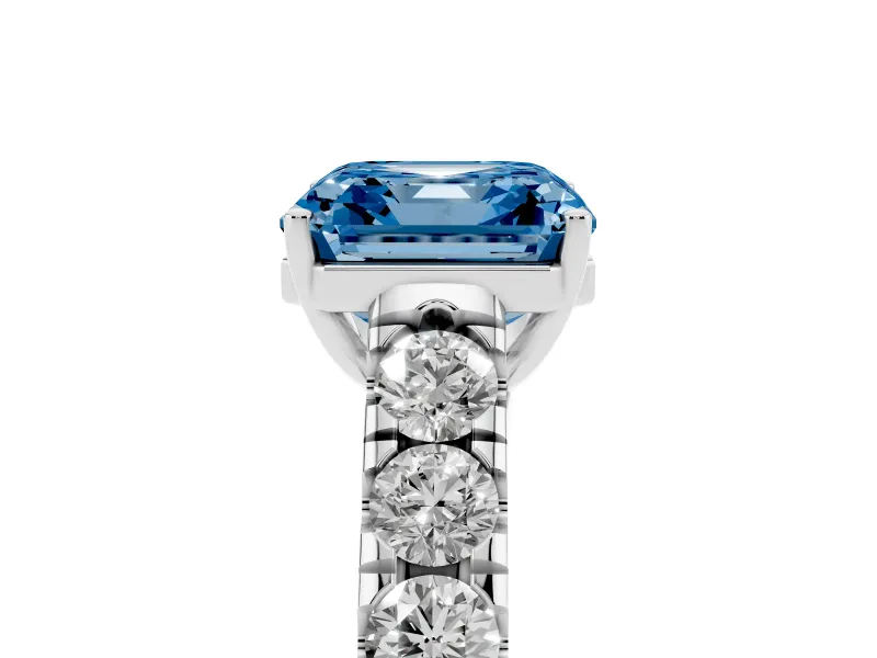 Asscher Cut Engagement Ring Setting for a Fancy Blue Lab-Grown Diamond | Platinum - Design NV-24643