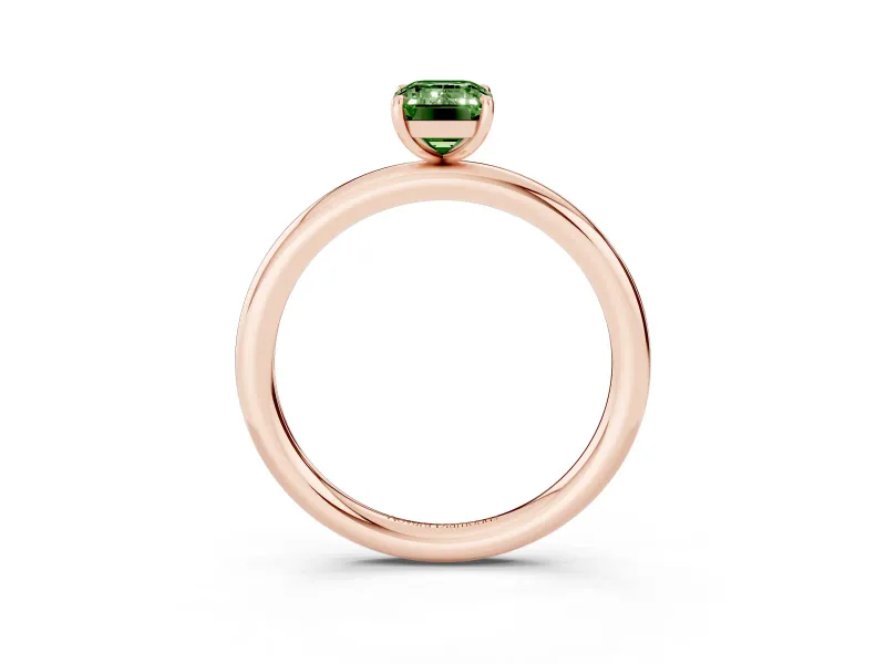Emerald Cut Low Set Solitaire Engagement Ring Setting for a Fancy Green Lab-Grown Diamond | Plain Band | Rose Gold