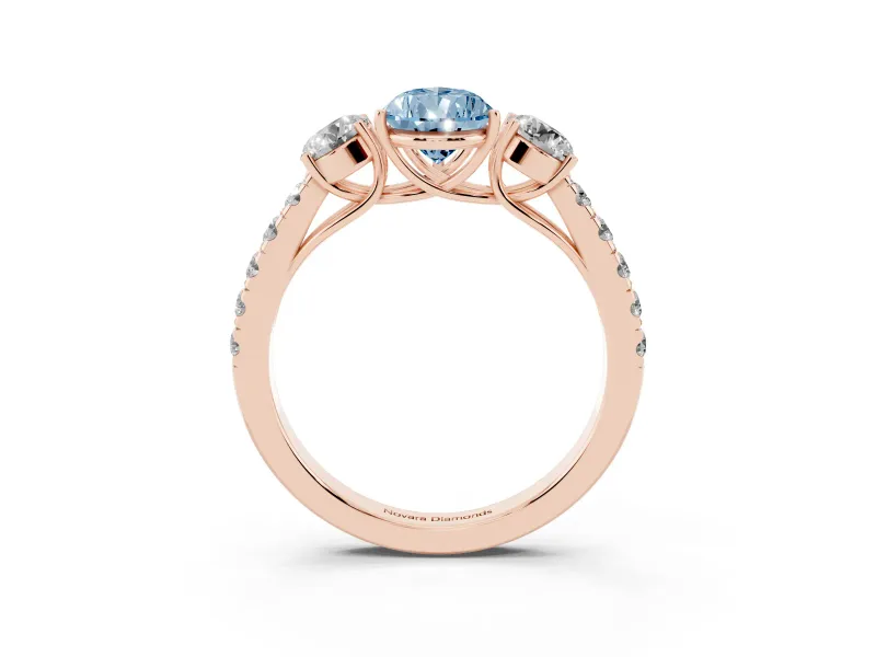 Pear-Shaped Engagement Ring Setting for a Fancy Blue Lab-Grown Diamond | Three Stone | Rose Gold